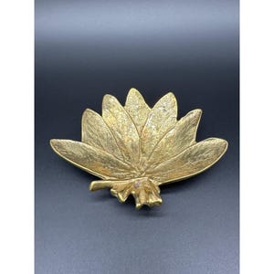 Vintage Messing Salbei Blatt Schale Virginia Metalcrafters signiert MCM Trinket Catchall