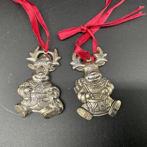 Vintage Gorham Christmas Ornaments Reindeer Silver Plated Holiday Decor Set