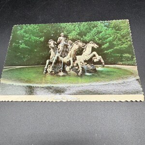 Cartão postal vintage Fonte de Aquiles Sterling Forest Gardens NY Arte barroca não utilizada