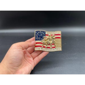 Vintage Spirit of 76 Bicentennial 1976 Enamel Belt Buckle Patriotic USA