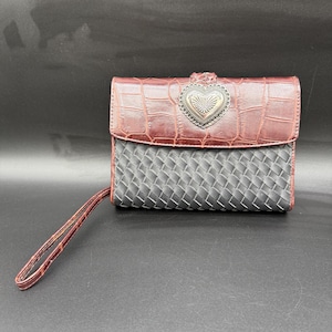Organizador de agenda vintage, cartera, monedero, pulsera plateada con detalle de corazón abultado