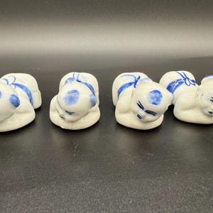 Vintage Chinese Porcelain Baby Boy Chopstick Rests Set of 4 Good Luck Symbol