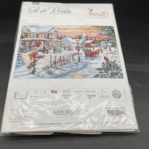Luca-S Christmas Eve Cross Stitch Kit Embroidery Winter Village Scene 18.9x12.8&quot;