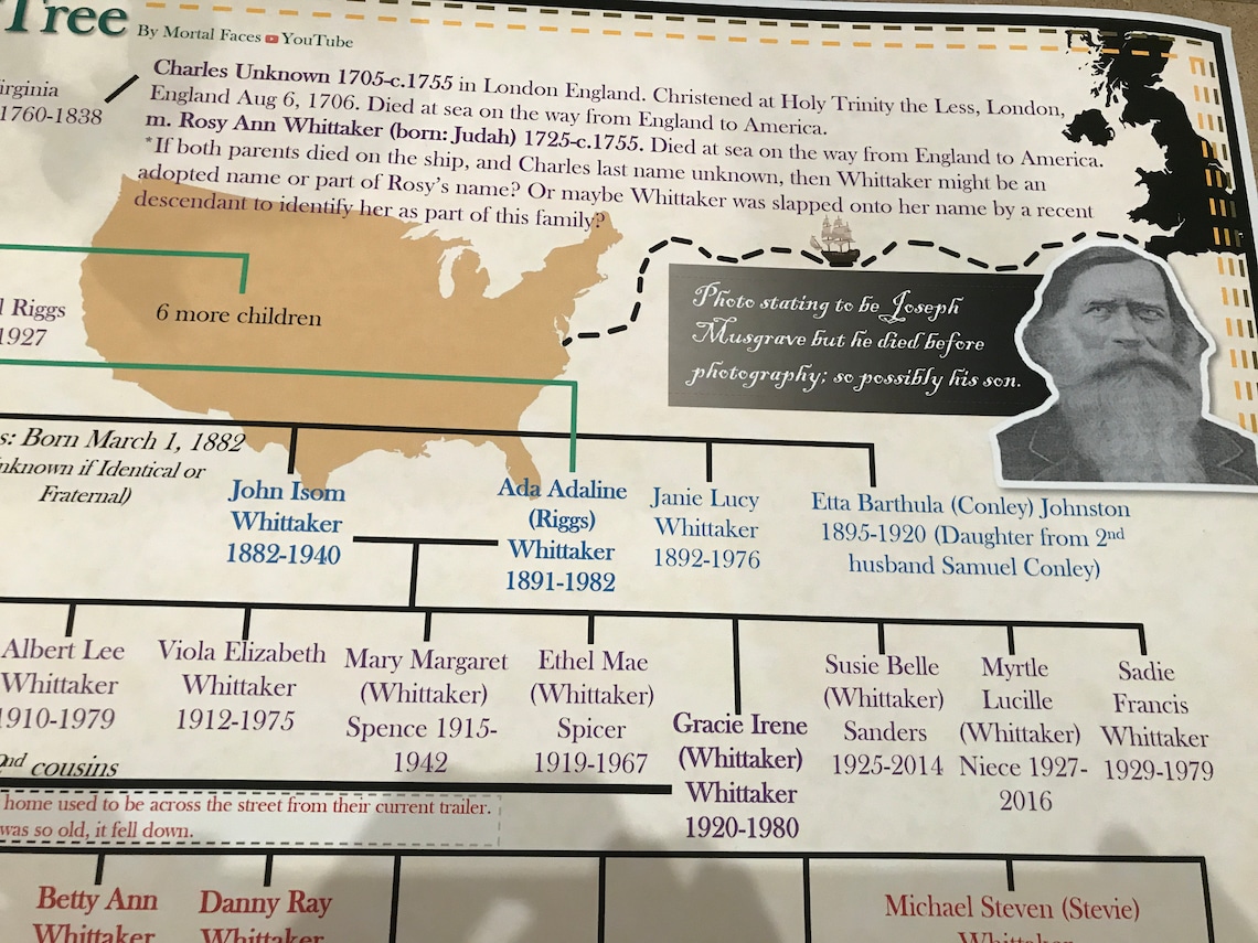 The Whittaker's Inbred Family Tree 30in X 20in Poster - Digital