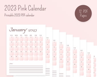 2023 Pink Calendar - Printable PDF