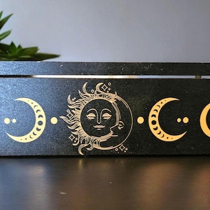 Suporte para exibição de 3 cartas | Suporte para cartas de tarô celestial | Expositor de madeira feito à mão para leituras e meditação