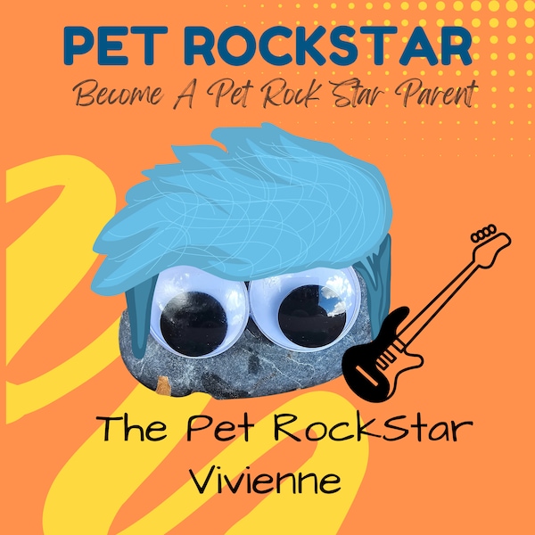 Limited Edition Pet Rockstar| Vivienne| Adopt A Pet Rock Funny Gift