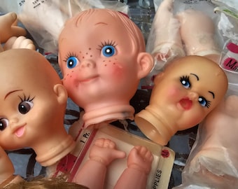 Halloween Decor, Vintage Doll Heads & Arms Lot, Craft Parts + Crib Charms