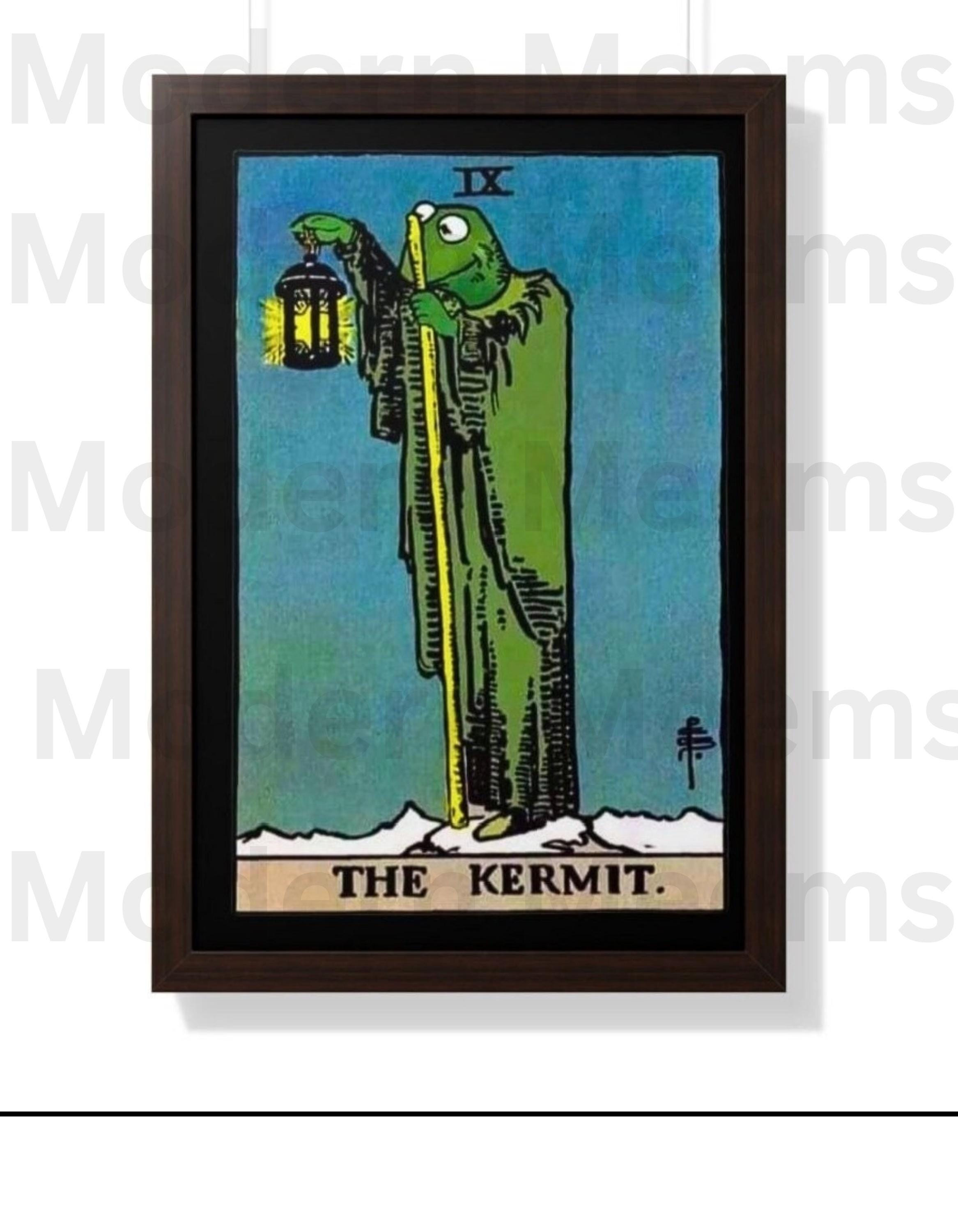 Kermit Hermit Tarot Card Art: Whimsical Digital Print (digital