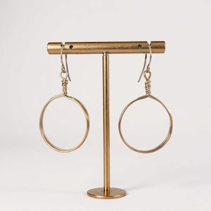 Two Tone Double Hoop Earrings | 18K Gold Argentium Silver | Minimalist Dangle Hoops | Hypoallergenic | Mixed Metal Jewelry Gift