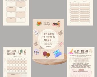 Planificador de recuperación del agotamiento/Registro de descanso, Descanso y reinicio (Descarga digital en PDF)