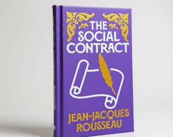 El contrato social de Rousseau, libro de filosofía de tapa dura dorada y ornamentada en color púrpura / Libro de viajes de tapa dura