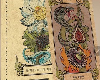 Botanica Oculta Tarot Deck with Exotic Floral Guidebook - 78 Card Nature-Themed Divination Set by Ukrainian Indie Artist - Rider Waite-Based