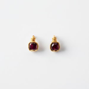 Garnet 18k Gold Vermeil Post Earrings |Natural Garnet Studs