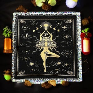 Goddess Tarot Altar Cloth: Fringe Tapestry, Sacred Space Decor