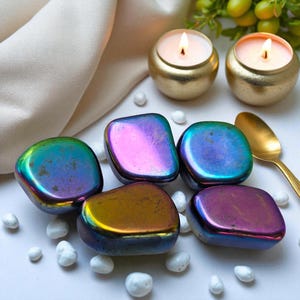 Rainbow Magnetic Hematite Tumbled 3 Stones| Polished Smooth Decorative Hematite