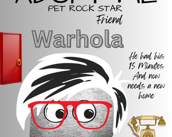 Edición limitada Pet Rockstar/ Warhola/ Adoptar una mascota rock/ Idea de regalo divertida/ Adoptable Pet Rock