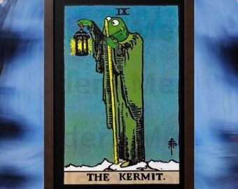 Kermit Hermit Tarot Card Art: Whimsical Digital Print (digital