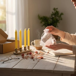 Sunshine Spell Box Kit, Yellow Chime Candles with Altar Tools,Solar Plexus Magic Altar Kit, Wiccan Joy Ritual Set, Witchy Gift for Her