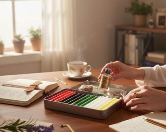 Kit de hechizos mágicos con nudo de vela: juego de velas con aceite de unción de sangre de dragón, herramienta para tallar y péndulo (dorado o plateado).