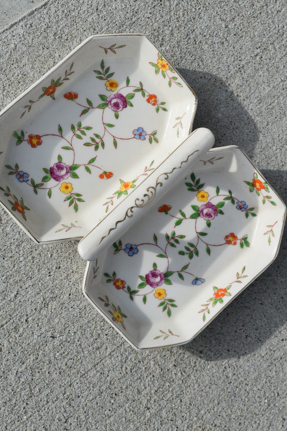 Vintage Floral Porcelain Trinket Tray, Unique Vin… - image 6