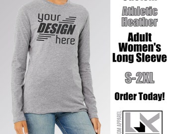 Women's Long Sleeve Tshirt, Custom Personalized Screen Print