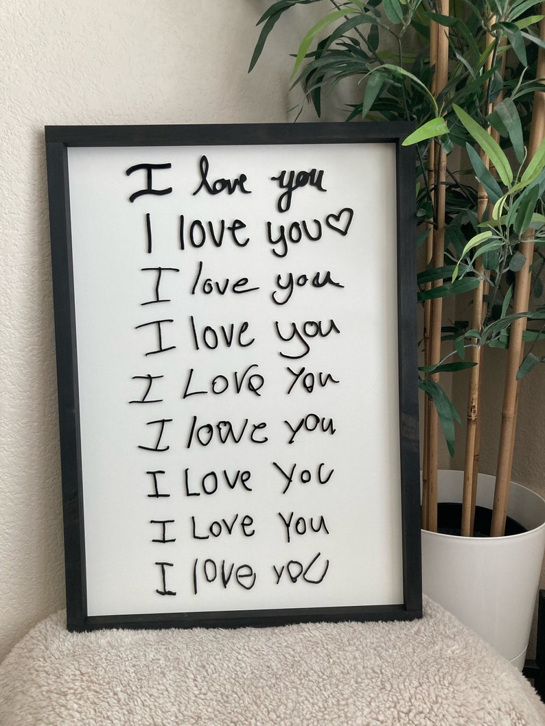 I love you sign 3D Laser cut handwriting sign Personalized sign from handwriting or drawing image 4