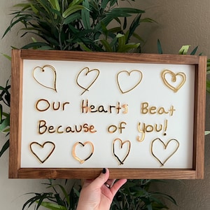 GOLD Heart Sign - Square 3D handwriting - Personalized sign from handwriting or drawing