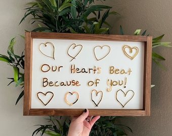 Gold Heart Sign: Personalized Handwriting Art