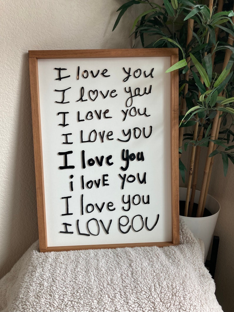 I love you sign 3D Laser cut handwriting sign Personalized sign from handwriting or drawing image 1