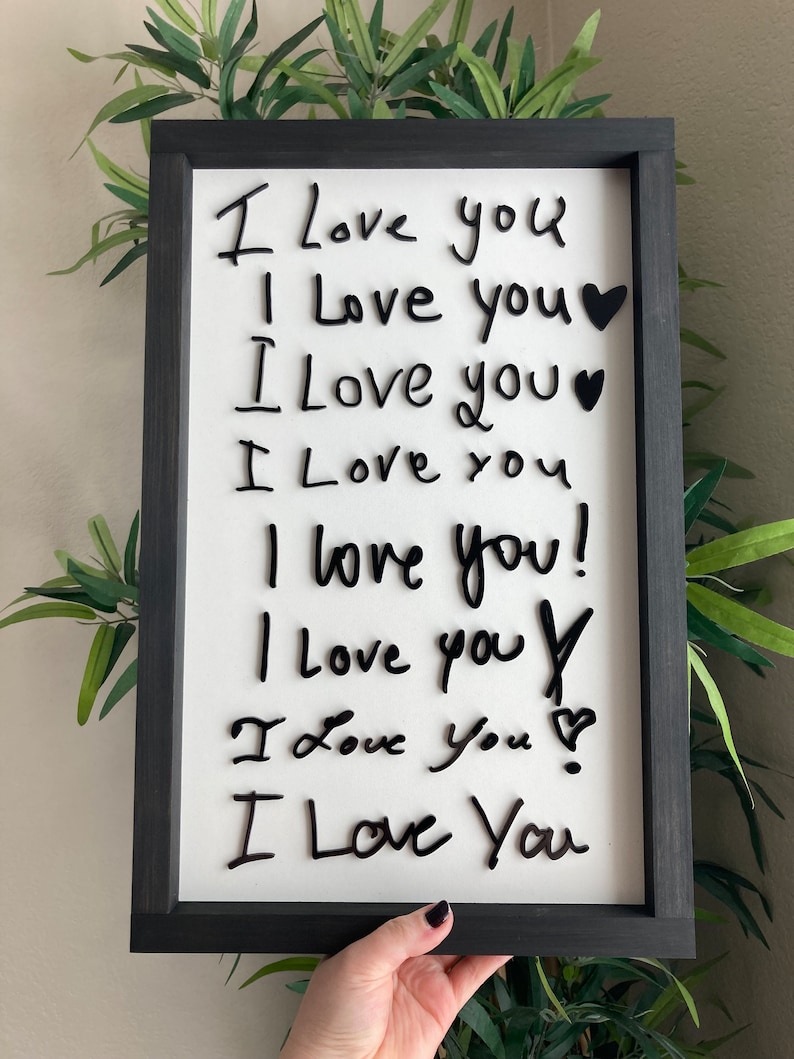 I love you sign 3D Laser cut handwriting sign Personalized sign from handwriting or drawing image 7
