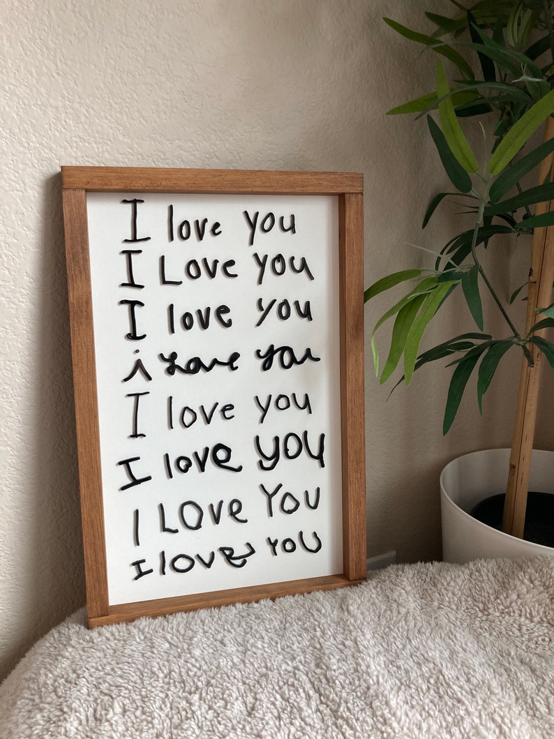 I love you sign 3D Laser cut handwriting sign Personalized sign from handwriting or drawing image 6