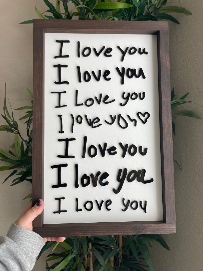 I love you sign 3D Laser cut handwriting sign Personalized sign from handwriting or drawing image 5