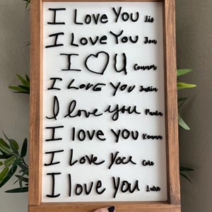 I love you sign WITH NAMES - 3D Laser cut handwriting sign - Personalized sign from handwriting or drawing