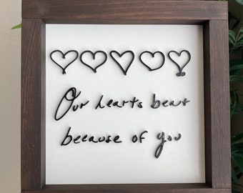 Heart Sign - Square 3D handwriting - Personalized sign from handwriting or drawing