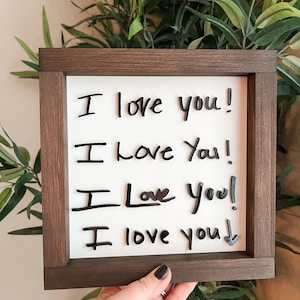 I love you sign - Square 3D handwriting sign - Personalized sign from handwriting or drawing