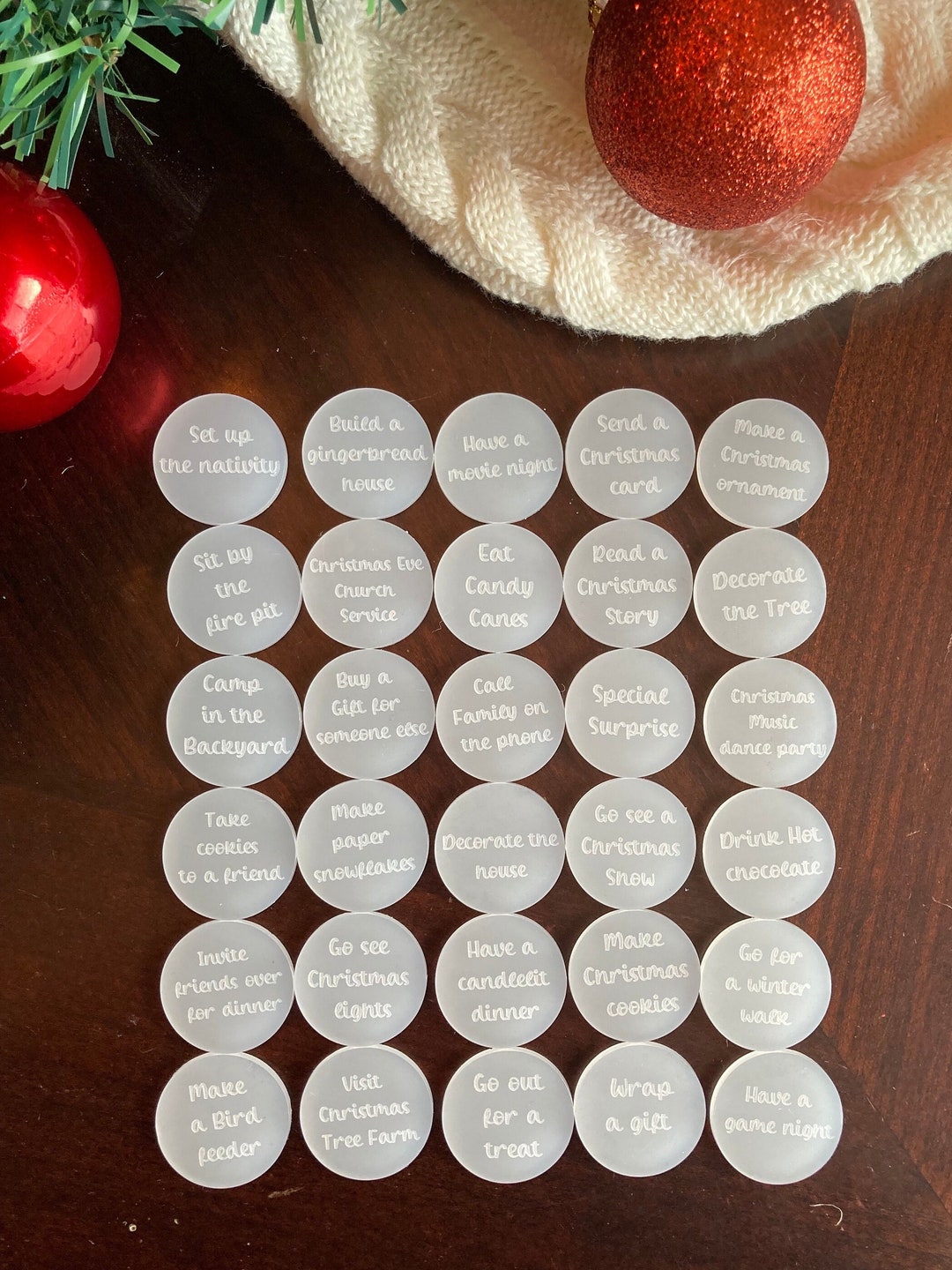 Set of 30 Christmas Advent Activity Coins advent Tokens Advent Calendar