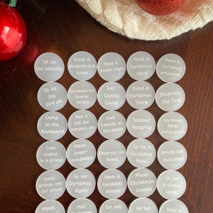 Set of 30 Christmas Advent Activity Coins -Advent Tokens - Advent Calendar Fillers - Advent Calendar Activities - Christmas Countdown