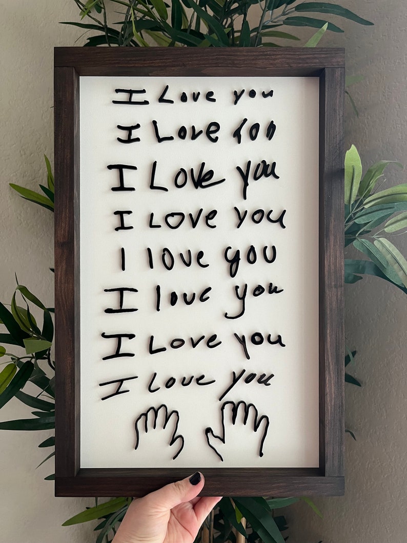 I love you sign 3D Laser cut handwriting sign Personalized sign from handwriting or drawing image 10