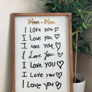 I love you sign 3D Laser cut handwriting sign Personalized sign from handwriting or drawing image 8