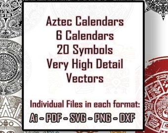 Aztec Calendar Vector Pack: Intricate Mayan Symbols (Digital Download)