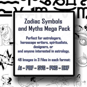Zodiac Symbols and Myths Mega Pack - Complete Collection of Character Forms and Symbols - SVG Ai Png Dxf PDF