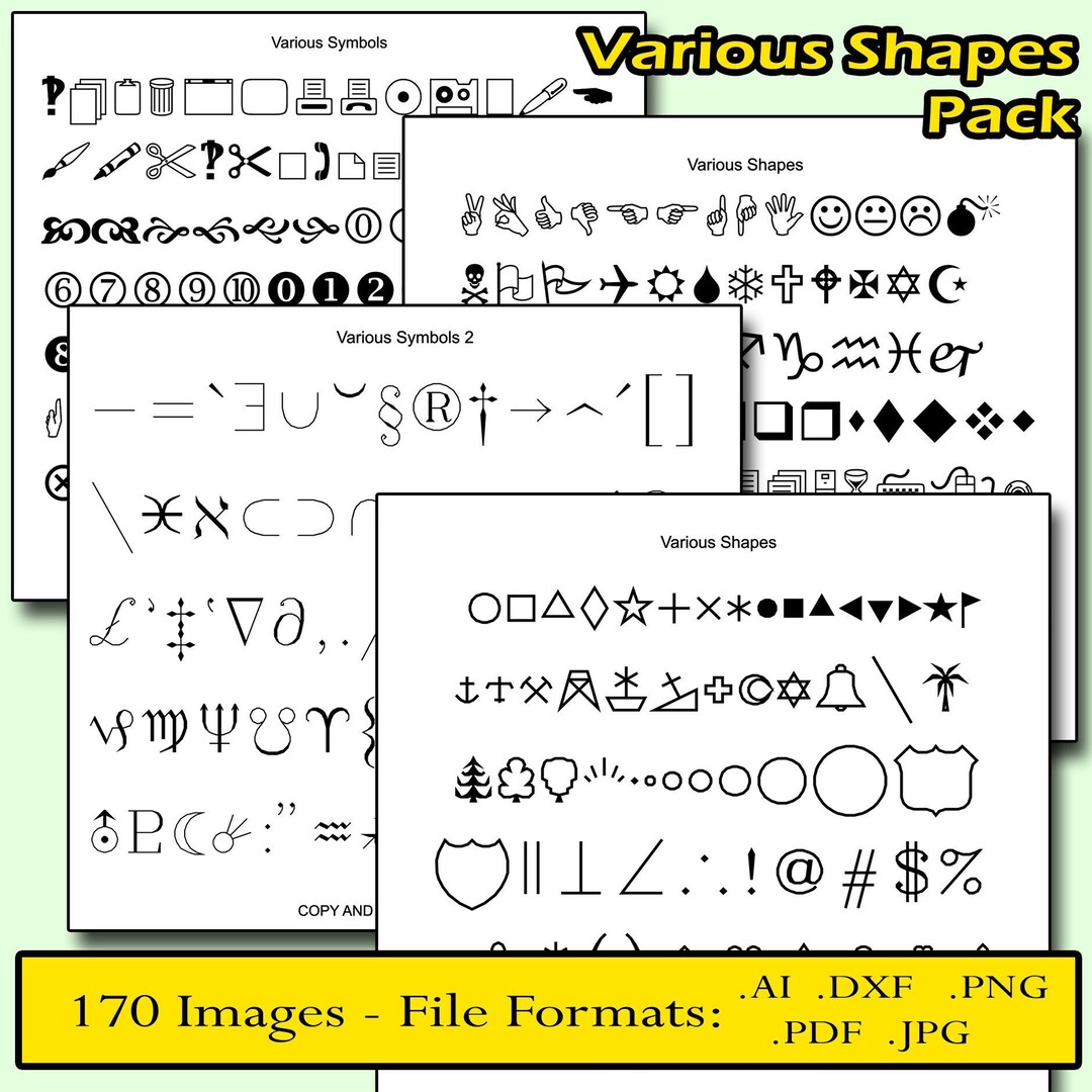 Popular Symbols and Shapes SVG Ai Png Dxf PDF Pack 1 - Etsy