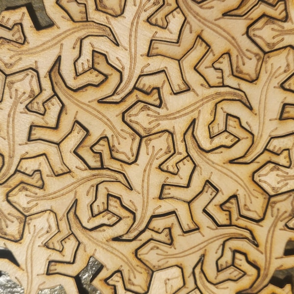 Escher Lizard Interlocking Puzzle Pieces - Educational toy with Art-inspired entertainment and play