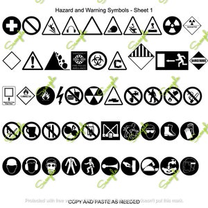 Hazard Symbols and Warning Signage SVG Ai Png Dxf PDF Pack - Etsy Australia