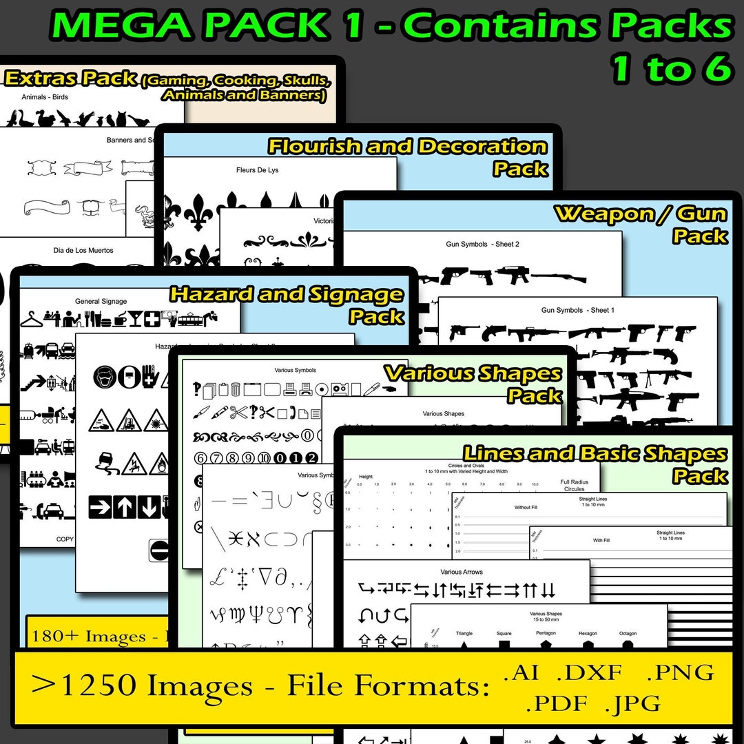 Mega Pack SVG Ai Png Dxf PDF Packs 1 Through 6 - Etsy Australia