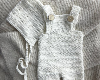 Super soft newborn overalls and bonnet