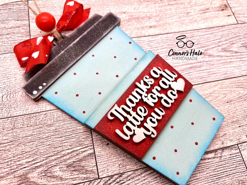 Thank You a Latte Valentines Day Coffee Cup Gift Tag, Gift Card Holder ...