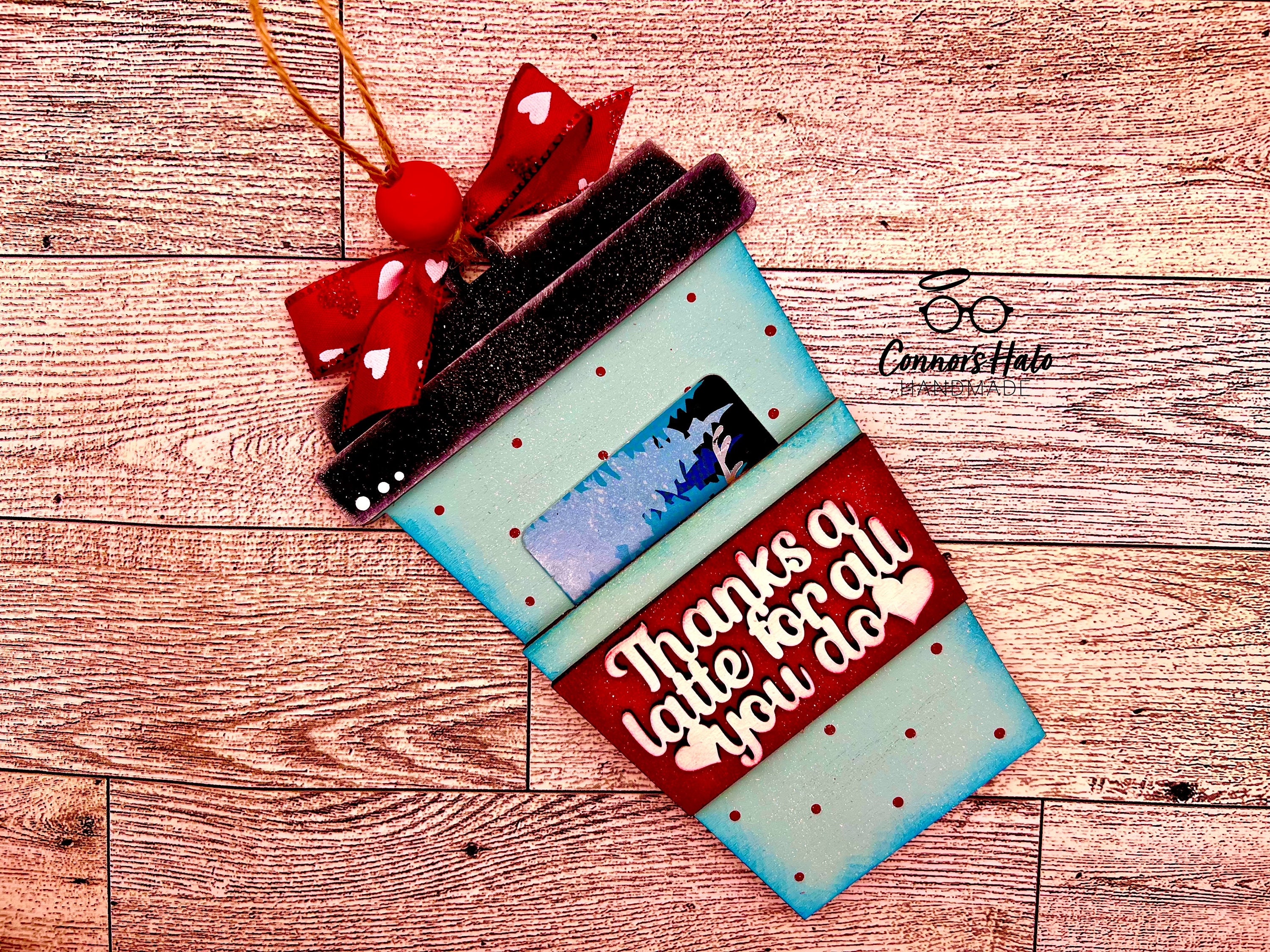 Thank You a Latte Valentine’s Day Coffee Cup Gift Tag, Gift Card Holder ...