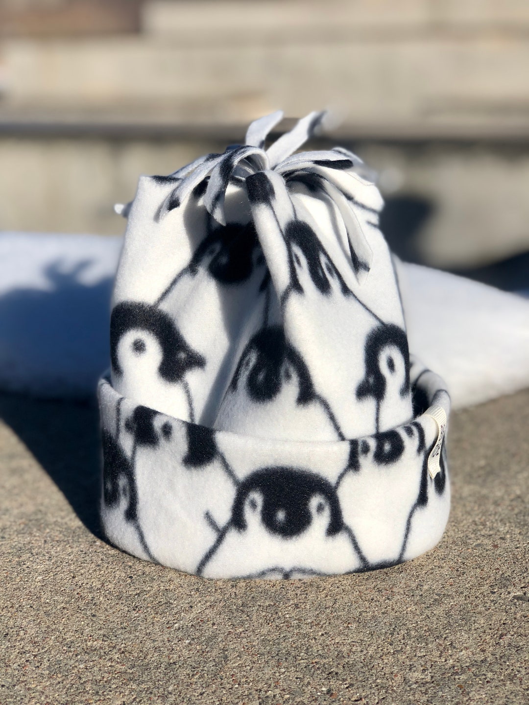 Fleece Beanie, Four Point & Classic, Toddler Penguins Print Handmade - Etsy